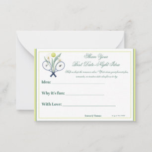 Tennis Themed Tenniscore Romantic Date-Night Idea  Note Card