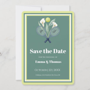 Tennis Themed Tenniscore Wedding Green Lime Color Save The Date
