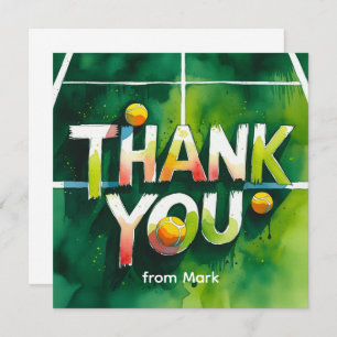 Tennis themed watercolor style thank you card