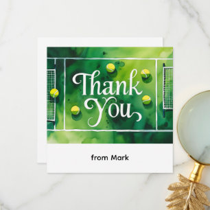 Tennis themed watercolor style thank you card