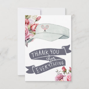 Tennis themed with pink roses thank you card