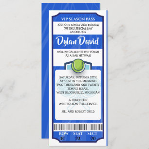 TENNIS TICKET Bar Bat Mitzvah Invitation