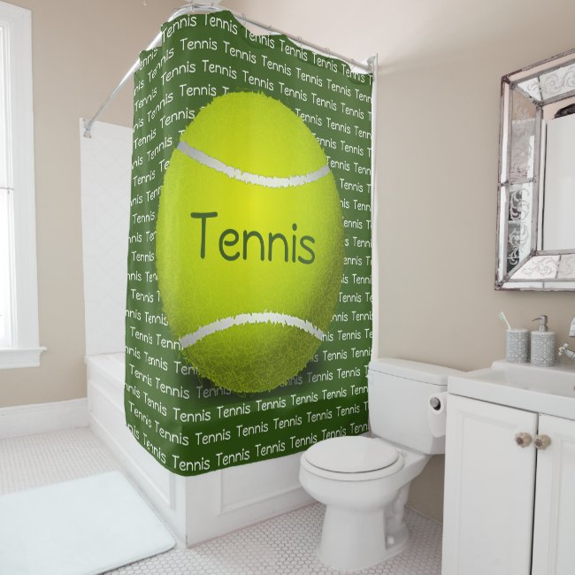 Tennis Tiled Text Design Shower Curtain