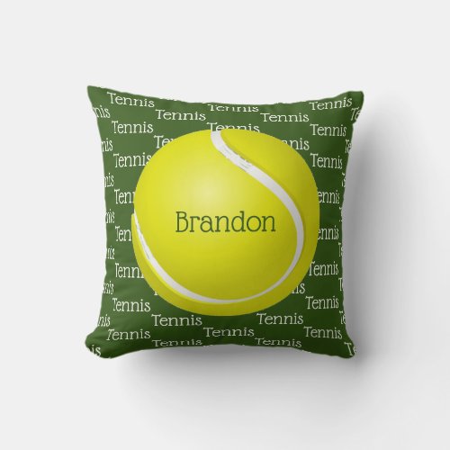 Tennis Tiled Text Design Throw Pillow