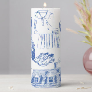 Tennis Toile Pattern – Country Club Inspired Illus Pillar Candle