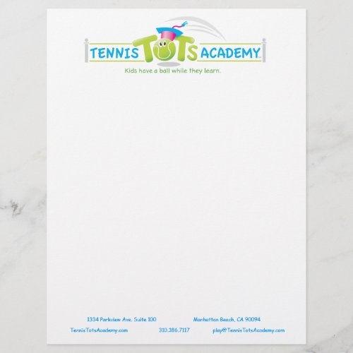 Tennis Tots Academy custom letterhead template