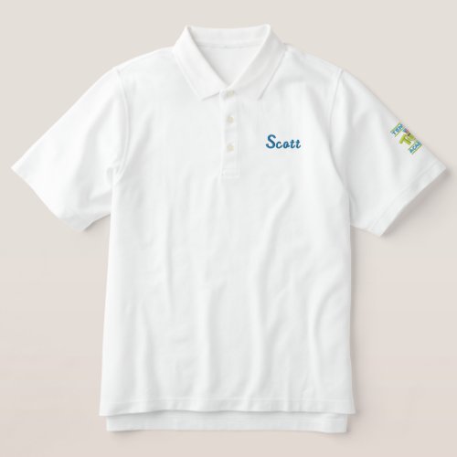 Tennis Tots Academy namestacked logo on sleeve Embroidered Polo Shirt