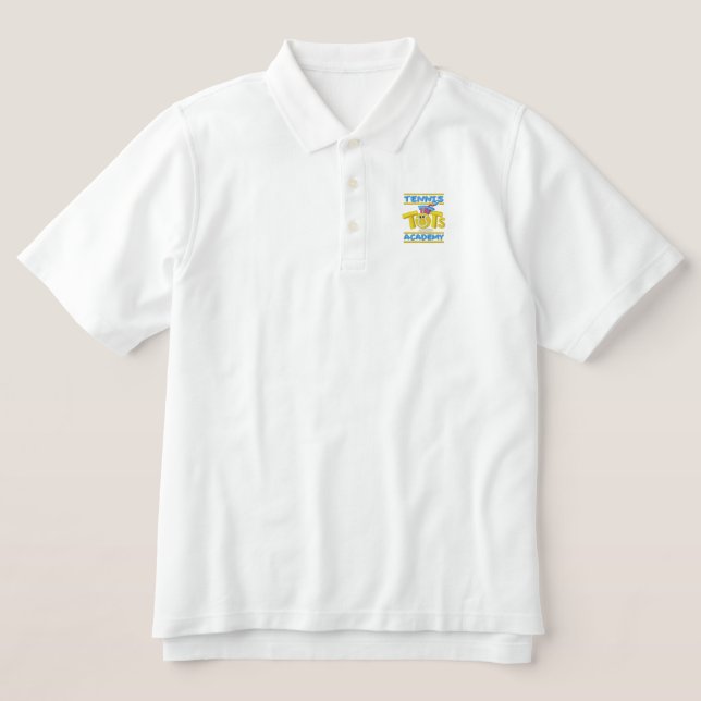Tennis Tots Academy stacked logo on chest Embroidered Polo Shirt (Design Front)