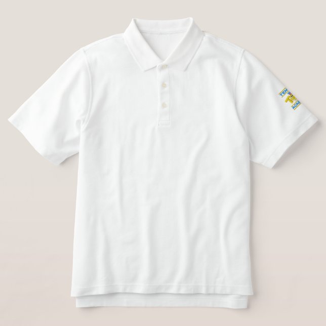 Tennis Tots Academy stacked logo on sleeve Embroidered Polo Shirt (Design Front)