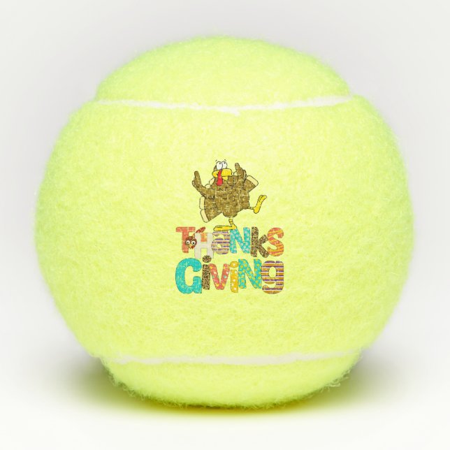 Tennis Turkey Thanksgiving funny cartoon  Balls (Front)