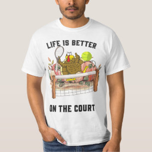 Tennis Turkey Thanksgiving funny cartoon cute T-S T-Shirt