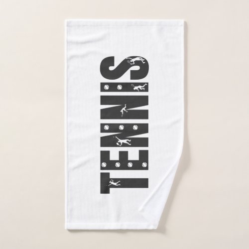 Tennis Typography Text Black  White Cool Gift  Hand Towel