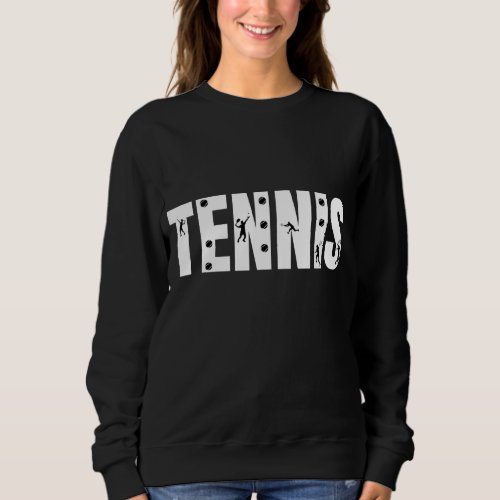 Tennis Typography Text Black  White Cool Modern  Sweatshirt