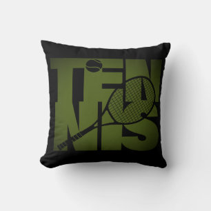 Tennis Typography Throw Pillow