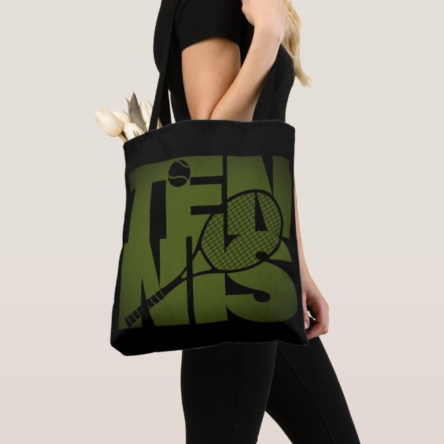 Tennis Typography Tote Bag (Close Up)