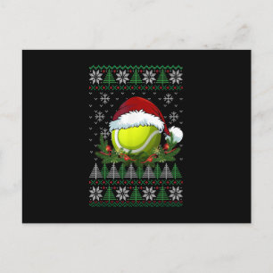 Tennis Ugly Christmas Santa Hat Family Pajamas Xma Announcement Postcard