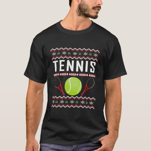 Tennis Ugly Christmas Tacky Xmas Holiday T_Shirt