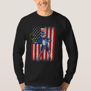 Tennis Uncle Sam 4th Of July Men Boy American Fla T-Shirt