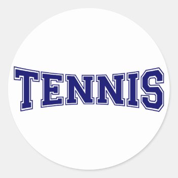 Tennis University Style Classic Round Sticker by TheArtOfPamela at Zazzle