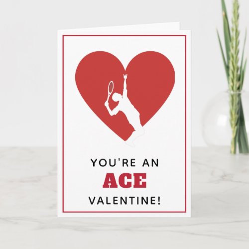 Tennis Valentine Red Heart Romantic Ace Serve Fun Card
