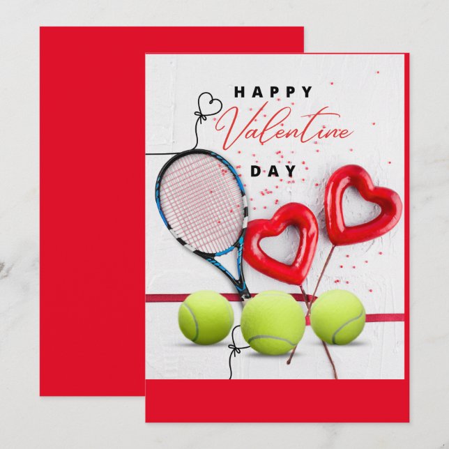 Tennis Valentine's Day with LOVE for Player Holiday Card (Front/Back)