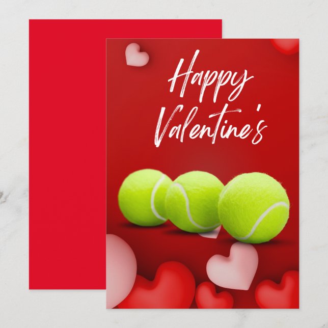 Tennis Valentine's Day with LOVE for Player red Holiday Card (Front/Back)