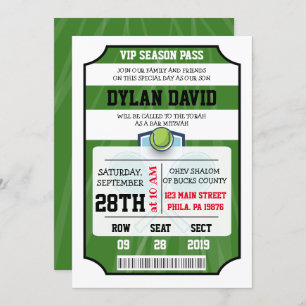 TENNIS VIP TICKET Bar Bat Mitzvah Invitation