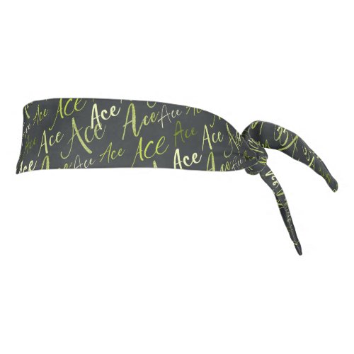 tennis volleyball green Ace text pattern charcoal Tie Headband