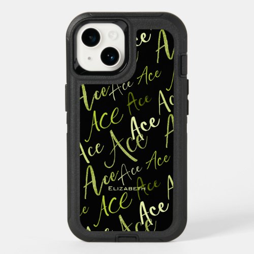 tennis volleyball perfect serve Ace text pattern OtterBox iPhone 14 Case