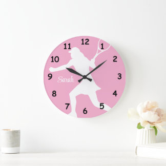 Tennis wall clock with female player silhouette