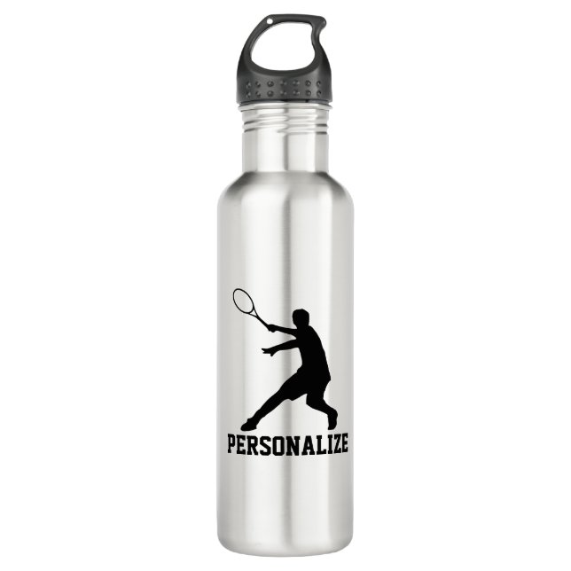 Tennis water bottle with personalized name (Front)