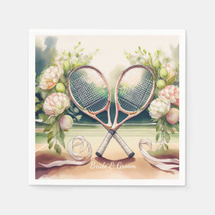 Tennis Wedding Floral Racket  Napkins