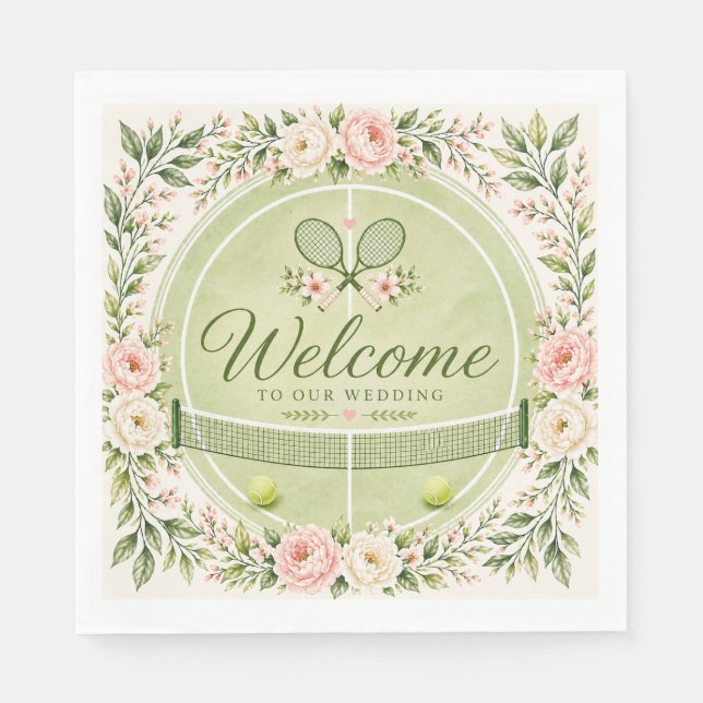 Tennis Wedding  Napkins (Front)