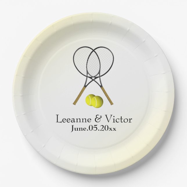 Tennis Wedding Personalized Paper Plates (Front)
