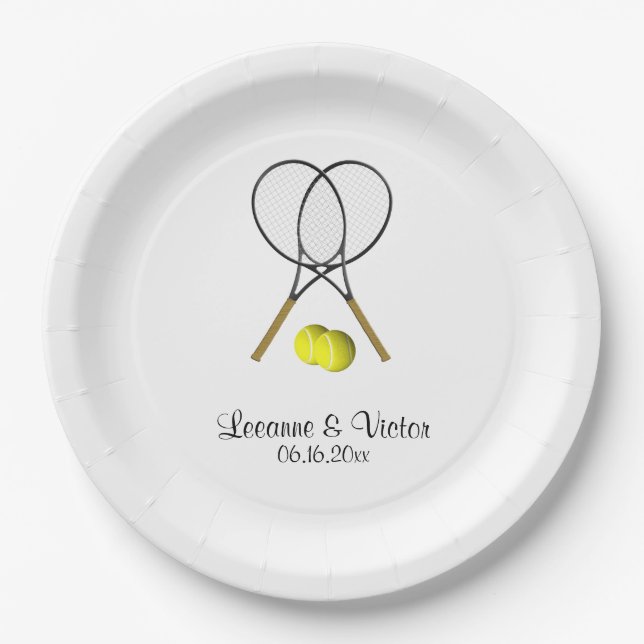 Tennis Wedding Personalized Paper Plates (Front)