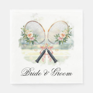 Tennis Wedding Racket with Flowers Bride & Groom  Napkins