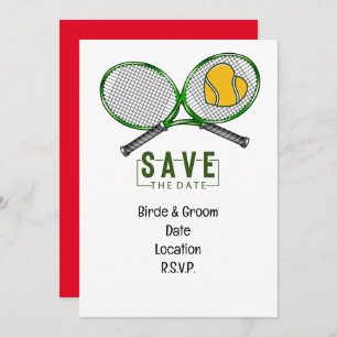 Tennis Wedding Save the Date with ball and racket  Invitation