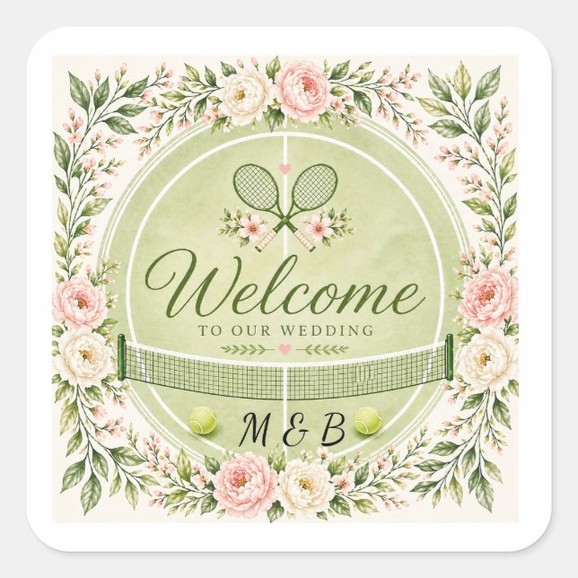 Tennis Wedding  Square Sticker (Front)