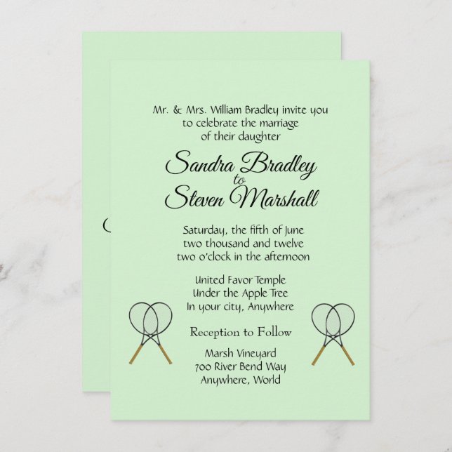 Tennis Wedding Theme Invitations (Front/Back)