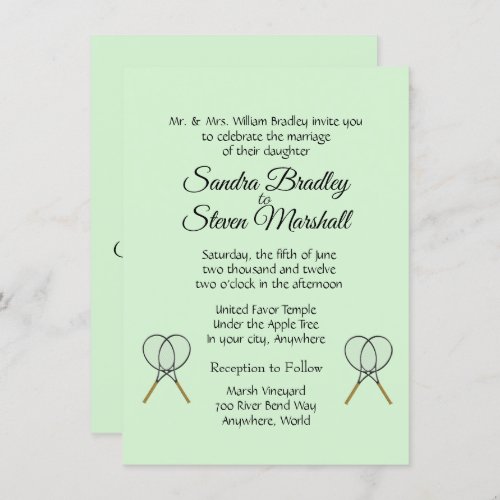 Tennis Wedding Theme Invitations