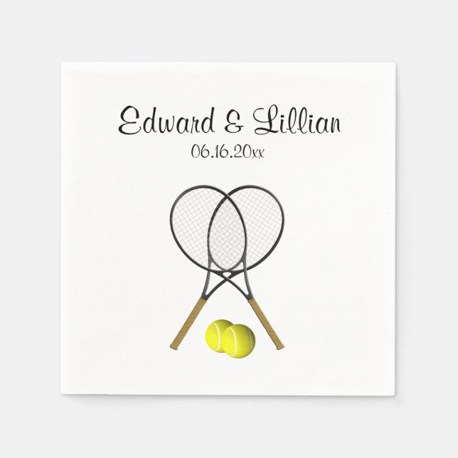 Tennis Wedding Theme Personalized Paper Napkins (Front)