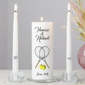 Tennis Wedding Theme Personalized Unity Candle Set