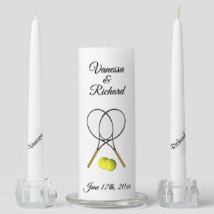 Tennis Wedding Theme Personalized Unity Candle Set