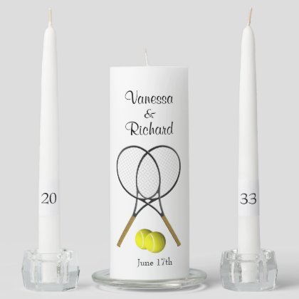 Tennis Wedding Theme Personalized Unity Candle Set