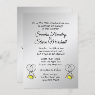 Tennis Wedding Theme Silver Invitations