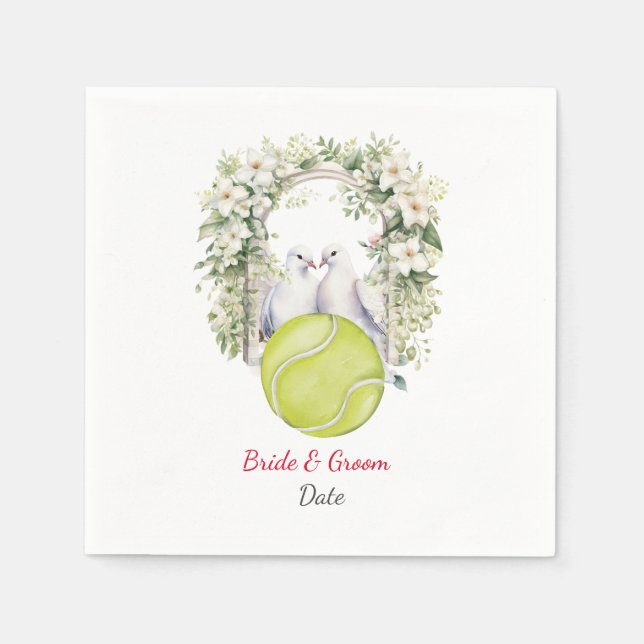 Tennis Wedding themed Napkins (Front)