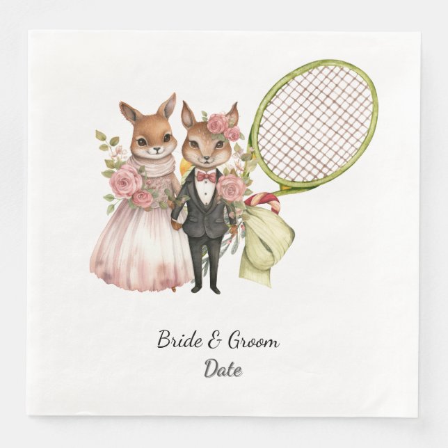 Tennis Wedding themed Paper Dinner Napkins (Front)