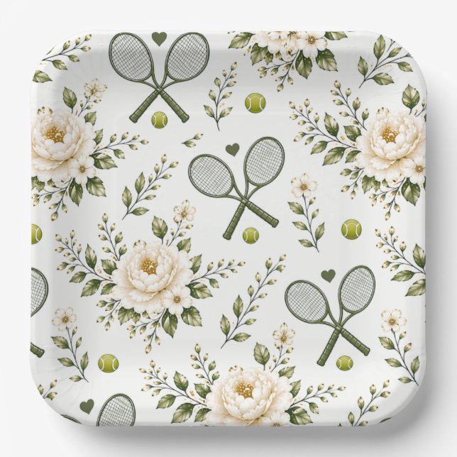 Tennis Wedding Welcome Paper Plates (Front)