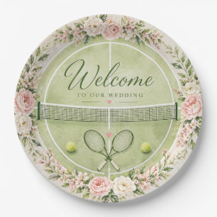 Tennis Wedding Welcome Paper Plates