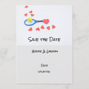Tennis wedding with racket and hearts invitation